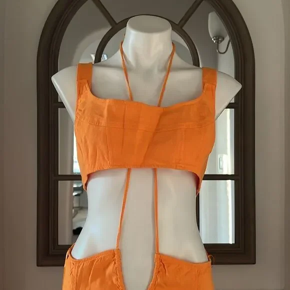 Cult Gaia Eileen Waist Cutout Dress, Revolve Apricot, NWT, Size L - Picture 7 of 11